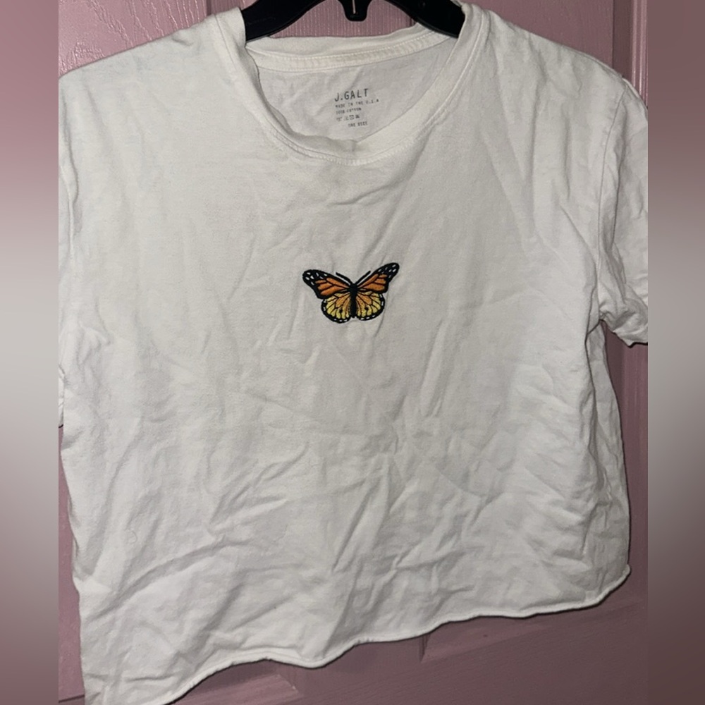 Brandy Melville White Butterfly Top